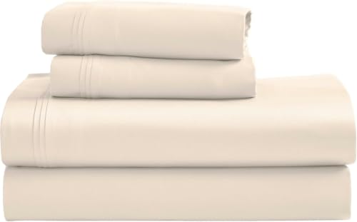 SUPERIOR Egyptian Cotton 4 Piece Sheet Set, Luxury 1000 Thread Count, Modern Design, Sustainable Sheets, Ultra-Soft Basics, Solid, Deep Pocket Fitted Sheet, Flat Sheet, Pillowcases, Queen, Ivory - color: B Ivory, size: Queen