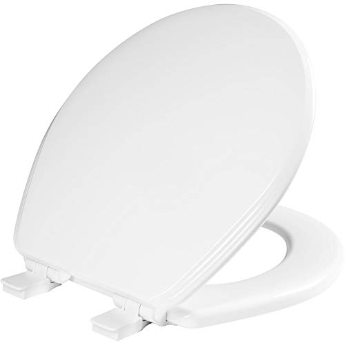 BEMIS 600E4 000 Ashland Toilet Seat with Slow Close, Never Loosens and Provide the Perfect Fit, ROUND, Enameled Wood, White - size: Round