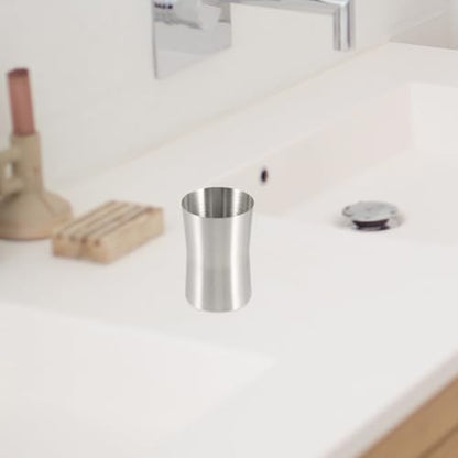 Stainless Steel Toothbrush Holder Cup Multi-Functional Bathroom Mouthwash Rinse Cup and Travel Tumbler Compact 3.93 X 2.55 Inch Silver Toothbrush Stand