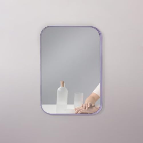 8-Inch Table Desk Vanity Makeup Mirror, Simple Portable Travel Mirror with Stand, Standing and Wall Hanging Dual-use, Purple - color: Purple