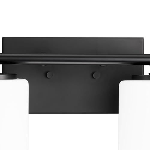 Progress Lighting Replay Collection 48 in. 6-Light Textured Black Etched White Glass Modern Bath Vanity Light - color: Textured Black, size: 6-Light