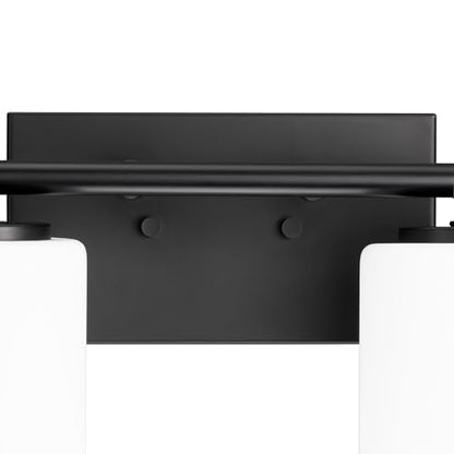 Progress Lighting Replay Collection 48 in. 6-Light Textured Black Etched White Glass Modern Bath Vanity Light - color: Textured Black, size: 6-Light