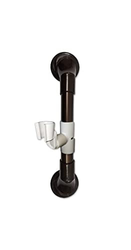 12 in MedGear Wall-Mount Bath Assisting Grab Bar, Bronze & Includes Clip-On Shower Head Holder - color: Bronze