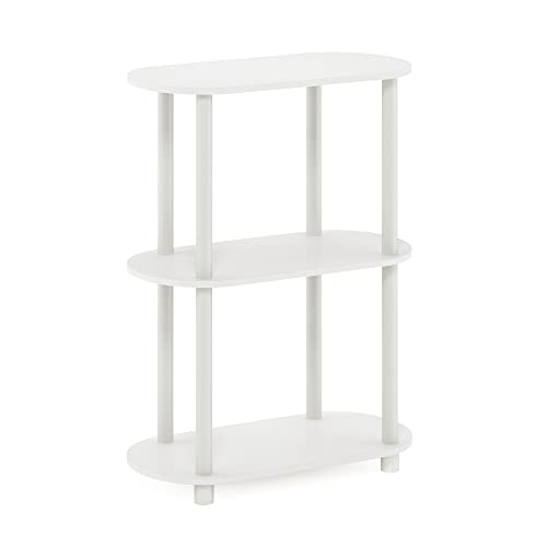 3-Tier Oval Toolless Assembly Storage Shelves, Display Shelf with Soft Edges and Open Shelves, Book Shelf for Organization and Storage, Home Office, Living Room, White