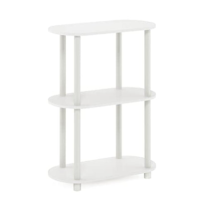 3-Tier Oval Toolless Assembly Storage Shelves, Display Shelf with Soft Edges and Open Shelves, Book Shelf for Organization and Storage, Home Office, Living Room, White