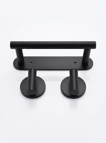 Bathroom Hardware Set, Matte Black 3-Piece | Toilet Paper Holder, Double Robe Hook, Wall Mounted, Stainless Steel - color: Yaguanghei