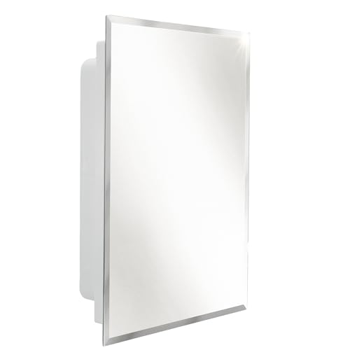 RecPro RV Medicine Cabinet, 16" x 22", White Mirror Cabinet, Made in USA