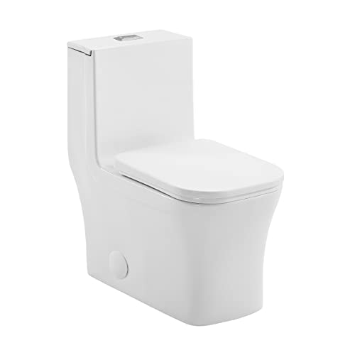 Concorde One-Piece 14" Rough-in 1.1/1.6 GPF Dual Top Flush Square Toilet in Glossy White - color: Glossy White, size: 14" Rough-in