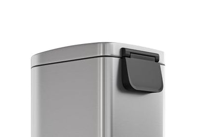 Garvee 13 gal / 50 L Stainless Steel Kitchen Trash Can with Lid, Slim Rustproof Garbage Can, Large Step-on Metal Trash Bin with Inner Bucket, Rear Handle, Soft Close Lid, Silver - color: Silver, size: 13.2 Gallons