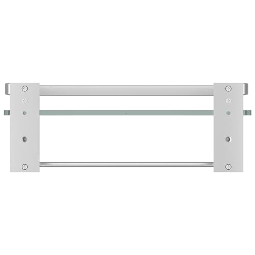 Bathroom Wall Shelf with Towel Bar, Clear Tempered Glass, Hand Towel Holder (Matte Silver) - color: Silver, size: Shelf with Towel Bar