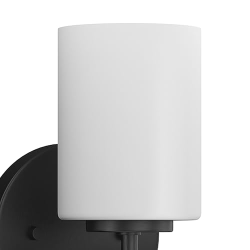 Progress Lighting 3-Light Etched Glass Modern Bath Vanity Light, Replay Collection, Indoor, P2159-31, Textured Black - color: Textured Black, size: 3-Light