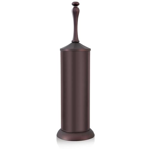 Bronze Toilet Brush and Holder，Extra Long Handled Toilet Brush for Bathroom，Stainless Steel Heavy Duty Toilet Bowl Brush,Deep Cleaning Modern Toilet Cleaner Brush -Space Saving, Covered Brush, Durable - color: Bronze
