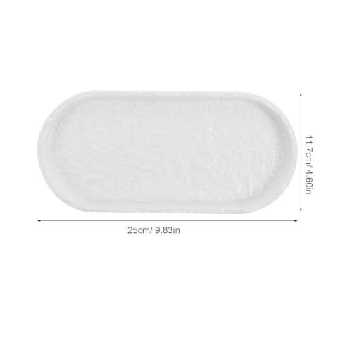 Totority Elegant White Ceramic Bathtub Tray with Large Capacity, Minimalist Design, Easy to Clean Vanity Tray for Bathroom, Decorative Cosmetic Holder and Phone or Book Rest