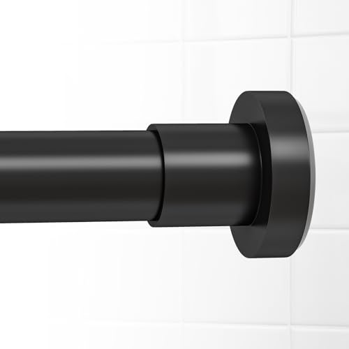 Shower Curtain Rod Spring Tension:Black Shower Rods for Bathroom 33 to 72 Inch,1 Inch Modern Heavy Duty Adjustable Tension Shower Curtain Rod No Drilling No-Slip Easy Install,Matte Black - color: Black, size: 【33''-72''】1 Pack