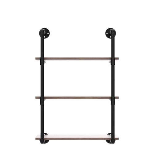 Industrial Pipe Shelves With Wood Planks,Rustic Pipe Shelving Wall Shelf | Metal Pipe Solid Pine Wood,Easy to Assemble,Wooden Board Thickness 0.78 In,For Bar Farmhouse Kitchen Office Bathroom,Bedroom - color: 3-layer, size: 24in