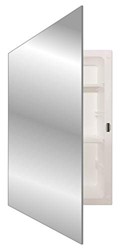 White Recessed Medicine Cabinet with Frameless Pencil Edge Mirrior Door Panel (16" x 22") with Adjustable Shelves, Wall Mounted Bathroom Storage Cabinet - color: Pencil Edge