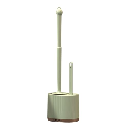 2 in 1 Toilet Bowl Brush Plunger Set,Toilet Brush and Holder Set Toilet Bowl Brush with Tweezers Long Handle,Ventilation Slots Base,Toilet Cleaner Brush for Bathroom Deep Cleaning - color: Light Green