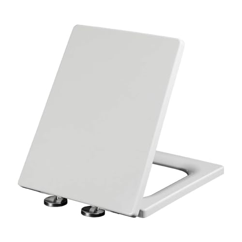 Quick Release Rectangular Soft Close Toilet Seat with Easy Cleaning, Top Fixing & Adjustable Hinges, White Plastic Cover, 03b - size: 05b