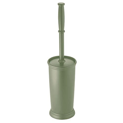 mDesign Toilet Bowl Brush and Holder - Covered Bathroom Toilet Brush - Standing Toilet Bowl Scrubber in Modern Holder - Space Saving, Deep Cleaning Brush for Toilet - Hyde Collection - Olive Green - color: Olive Green
