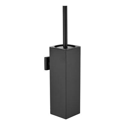Black Square Wall-Mounted Toilet Brush Holder, Drill-Mounted | Clean the dense brush head, splash guard, and removable inner bucket. Looking for a square stainless steel toilet brush. - color: Black