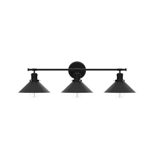 Upgrade Black Farmhouse Bathroom Light Fixtures, Vanity Lights for Bathroom | 32" Larger Size, Solid Metal Shade, Matte Black Vanity Light, 32"-48" Mirror, 3-Light Rustic Industrial Kitchen Wall Sconce - size: 3-Light