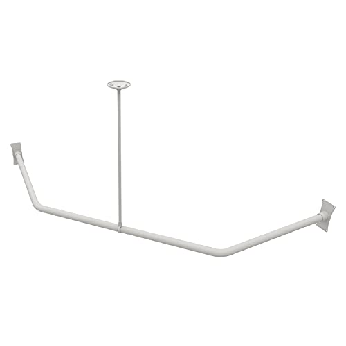 Naiture Neo-Angle Shower Curtain Rod, 18-1/2" X 26" X 18-1/2", Gloss White | Aluminum, Includes 36" Ceiling Support and Mounting Hardware, Cut to Fit, Permanent Wall Mount, Rustproof - color: Gloss White, size: 18-1/2" X 26" X 18-1/2"