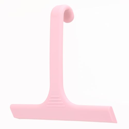 Silicone Shower Squeegee - All-in-One Design with Built-in Hook, 10 Inch Streak-Free Bathroom and car Cleaner for Glass Doors, Mirrors, Windows, Tiles Pink - color: Pink