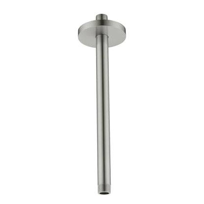 RANDOM Brushed Nickel Shower Arm with Flange 12 Inches Ceiling Mount Shower Head Extension Straight Arm Ceiling-Mounted For Fixed Shower Head.RD-91038-12BN - color: 12″ Brushed Nickel(Round Flange)