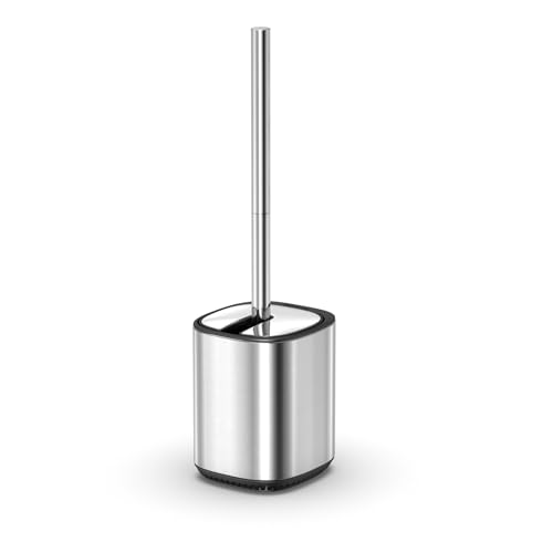 Toilet Brush and Holder Set Toilet Bowl Brush Stainless Steel Automatic Open lid Toilet Bowl Cleaner Brush with Durable Bristle Head Toilet Cleaning Brush for Bathroom - color: Stainless Steel