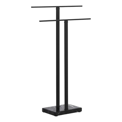 KES Standing Towel Rack 2-Tier Natural Black Marble Base, Bath Towel Holder | 8.23 Lbs Heavy Base, 18/8 Stainless Steel Rustproof, Fits Bath Towel & Hand Towel, Freestanding Design, Bathroom Floor - color: Black Marble & Black Bar, size: 33” H (2-tier)