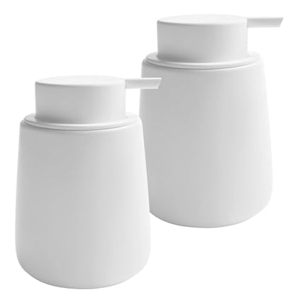 Soap Liquid Dispenser Ceramic with Easy-to-Press Pump Hand Liquid Dispenser for Shampoo Bathroom Kitchen 12 oz 2pcs - color: Liquid-white