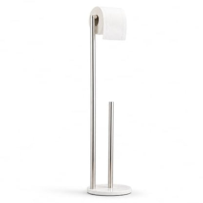 Marble Toilet Paper Holder Stand - Chrome, Freestanding with Storage, Floor Stand, Gold Toilet Roll Holder, Standing Paper Towel Holder - color: Chrome