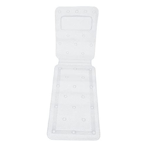 Bathtub Mat Full Body Spa Cushion Pillow Soft Quilted Breathable Bathtub Mat with Powerful Suction Cups for Relaxing Bath Time PVC Sponge Material White 49.2 X 14.2 Inch
