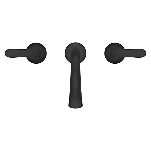 Pfister Weller Bathroom Sink Faucet 8 inch Widespread 2-Handle 3-Hole Matte Black Vanity Faucet with Push & Seal Drain Water-Efficient WaterSense Certified LG49WR0B - color: Matte Black, size: 1 Pack