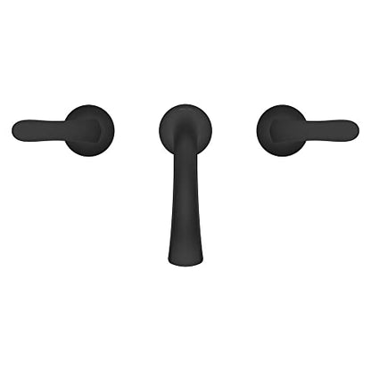 Pfister Weller Bathroom Sink Faucet 8 inch Widespread 2-Handle 3-Hole Matte Black Vanity Faucet with Push & Seal Drain Water-Efficient WaterSense Certified LG49WR0B - color: Matte Black, size: 1 Pack