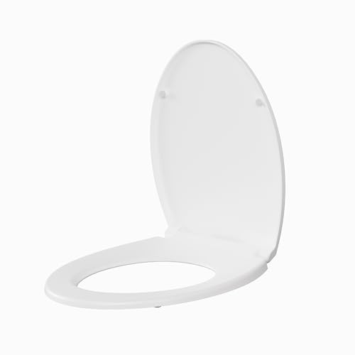19" Elongated Toilet Seat with Soft Close, Quick Release and Quick Attach Design, Plastic Toilet Seat with Non-Slip Bumpers, Never Loosens and Easy to Install and Clean, Fits Most Elongated Toilets - color: Standard (Locking), size: Elongated (19″)