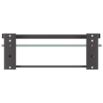 Bathroom Wall Shelf with Towel Bar, Clear Tempered Glass, Hand Towel Holder (Matte Black) - color: Black, size: Shelf with Towel Bar