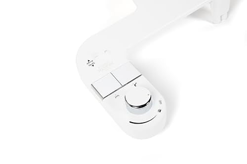 MIZU FLOW - Non-Electric Bidet Attachment for Toilet Seat, Adjustable Water Pressure & Spray Angle, Fresh Water, Hygienic, Self Cleaning, Dual Nozzles (Front & Rear Wash), DIY Easy Install (White)