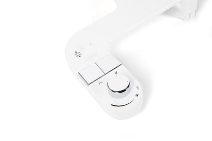 MIZU FLOW - Non-Electric Bidet Attachment for Toilet Seat, Adjustable Water Pressure & Spray Angle, Fresh Water, Hygienic, Self Cleaning, Dual Nozzles (Front & Rear Wash), DIY Easy Install (White)