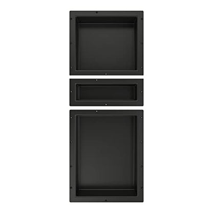 Redi Niche Triple Recessed Shower Shelf – Black, Three Shelves, 16-Inch x 40-Inch x 4-Inch - size: 40" H x 16" W, style: 3 Shelves