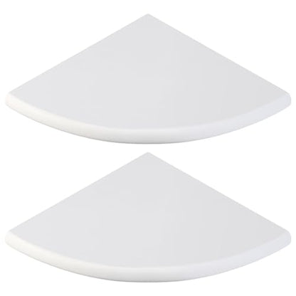 2 Pcs White Marble Corner Shower Shelf for Bathroom 9 x 9 Inch Wall Mounted Both Sides Polished Marble Corner Shelves Shower Caddy for Bathroom Wall(Classic) - style: Classic, Contemporary