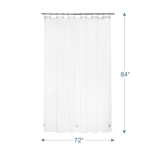 AmazerBath Heavy Duty Shower Curtain Liner 12 Gauge, 72 x 84 Inches Clear Shower Curtain Liner with 3 Clear Stones and 12 Grommet Holes, Weighted Plastic Shower Liner - size: 72"W x 84"L (Pack of 1)