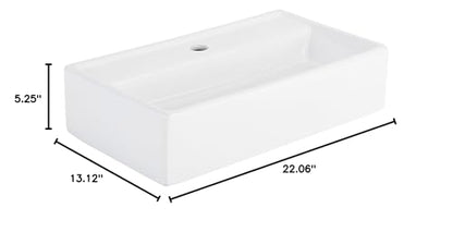 Signature Hardware 484632 Kaisy 22" Modern Porcelain Wall-Mounted Bathroom Sink with Overflow and Single Faucet Hole