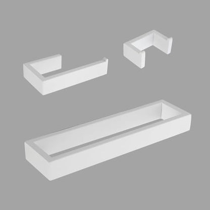 GERZWY 3-Piece Bathroom Accessory Set Stainless Steel Toilet Paper Holder Towel Ring Towel Hooks Wall Mount, White - color: White