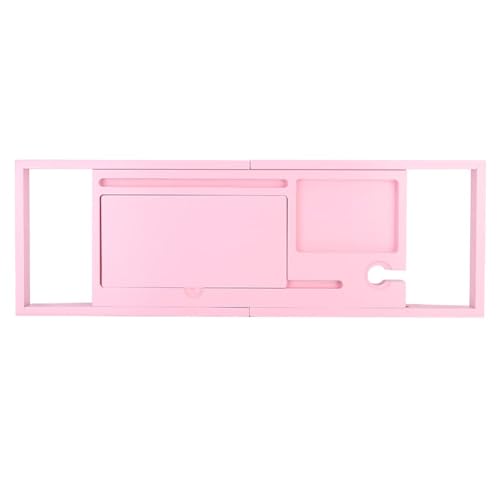 JEOZBM Bath Tray, Bamboo Bath Table Tray, Retractable Bathtub Shelf,Bathtub Caddy Tray, Expandable Bathroom Accessories for Wine, Phone, Book(90CM-Rose) - color: Rose