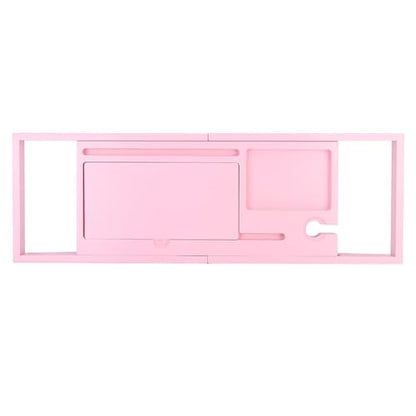 JEOZBM Bath Tray, Bamboo Bath Table Tray, Retractable Bathtub Shelf,Bathtub Caddy Tray, Expandable Bathroom Accessories for Wine, Phone, Book(90CM-Rose) - color: Rose
