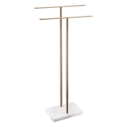 Free Stand Towel Racks for Bathroom 2-Tier Standing Towel Holder with Heavy Marble Base Champagne Bronze Thicken Steady Design Stainless Steel AN7005CPG - color: Champagne Bronze