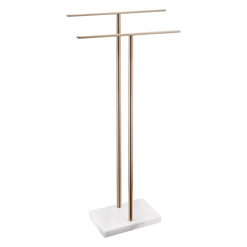Free Stand Towel Racks for Bathroom 2-Tier Standing Towel Holder with Heavy Marble Base Champagne Bronze Thicken Steady Design Stainless Steel AN7005CPG - color: Champagne Bronze