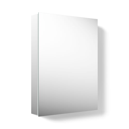 Kohler Embark Slim Medicine Cabinet Bathroom Mirror, 20in x 26in | 55062-NA, Rectangular, Adjustable Shelves for Storage, Mirrored Door - size: 20 in. x 26 in., style: Flat Edge