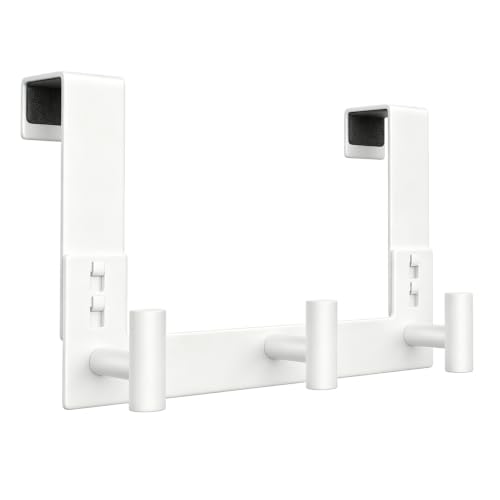 WUIVIUT White Over The Door Hooks, Stainless Steel-Heavy Duty Door Coat Hanger for Bathroom, Towle (3 Hook, Fits 1-3/4'' Thick) - size: T Shape 3 Hook, White